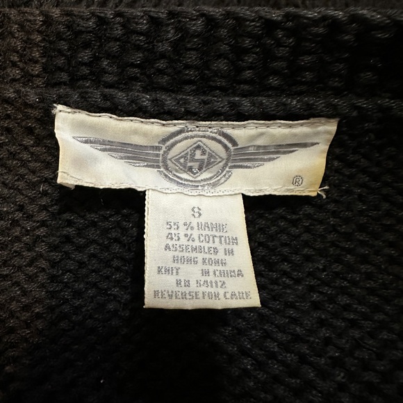 Ormond Shops Vintage Black Floral Embroidered Loose Knit Cardigan Sweater Small - Picture 14 of 15